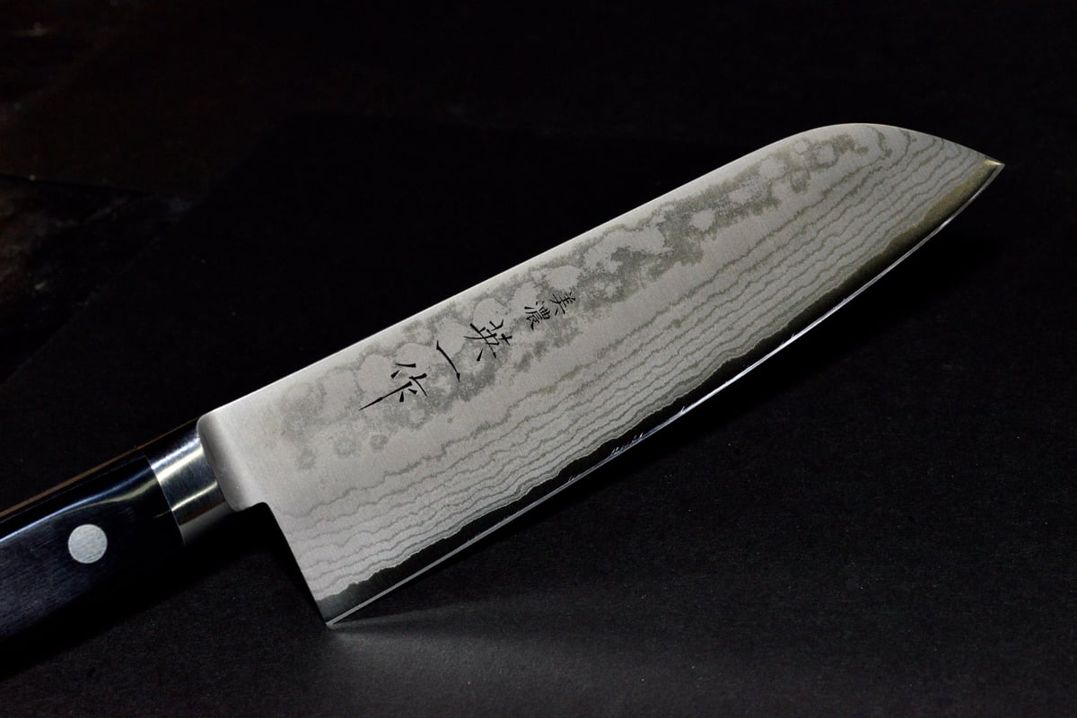 美濃 英一作 ダマスカス鋼VG-10 三徳包丁 | マルサ研磨巧業