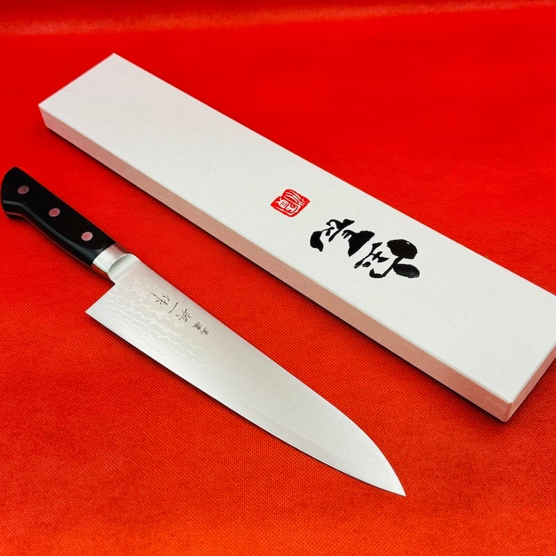 美濃 英一作 ダマスカス鋼VG-10 牛刀180mm | マルサ研磨巧業 美濃 英一作 ダマスカス鋼VG-10 牛刀180mm | マルサ研磨巧業