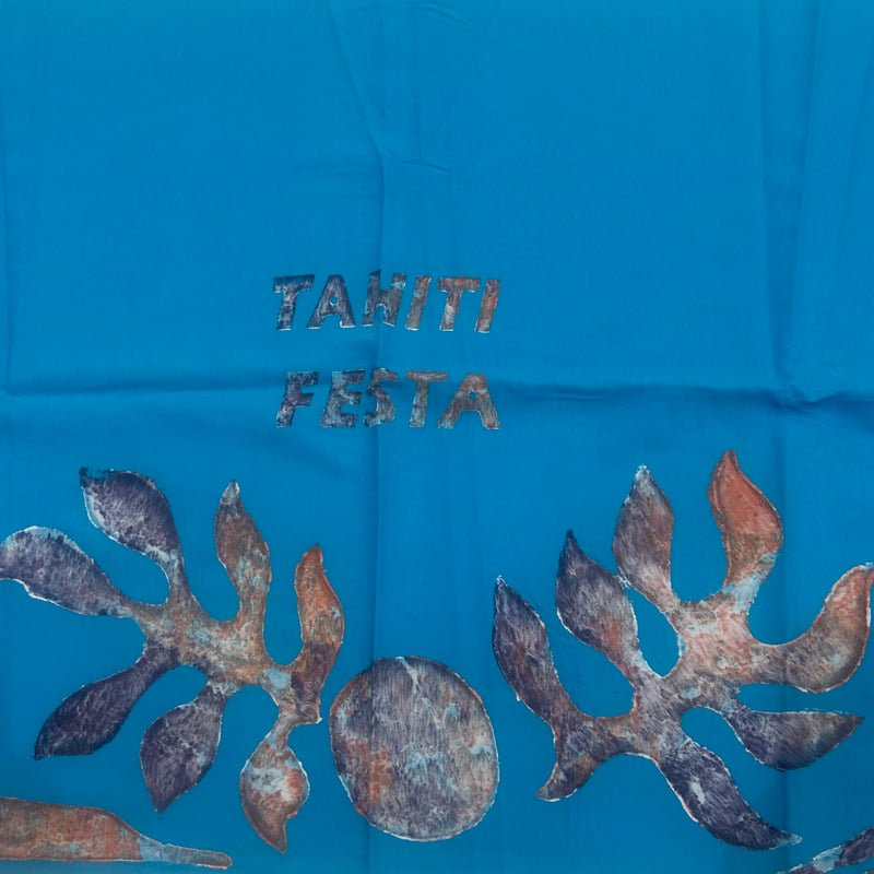 ショート TAHITI ARTパレオ NS-28水色 ※☆色味ついてご不明点等がある