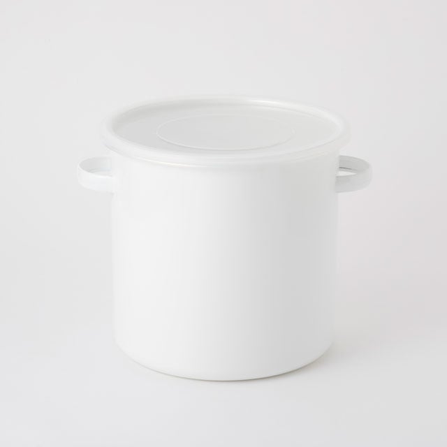 野田琺瑯 ラウンドストッカー（取っ手あり）ホワイト | 発酵食大学