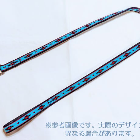 【長さ選べる】オリジナルリード Mサイズ（エスニック）レッド×マスタード