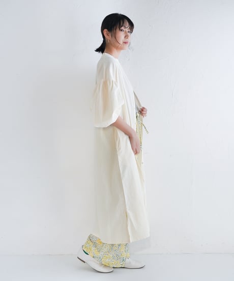 細コーデュロイロングシャツワンピース