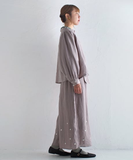 あり刺繍Singリネンワイドパンツ