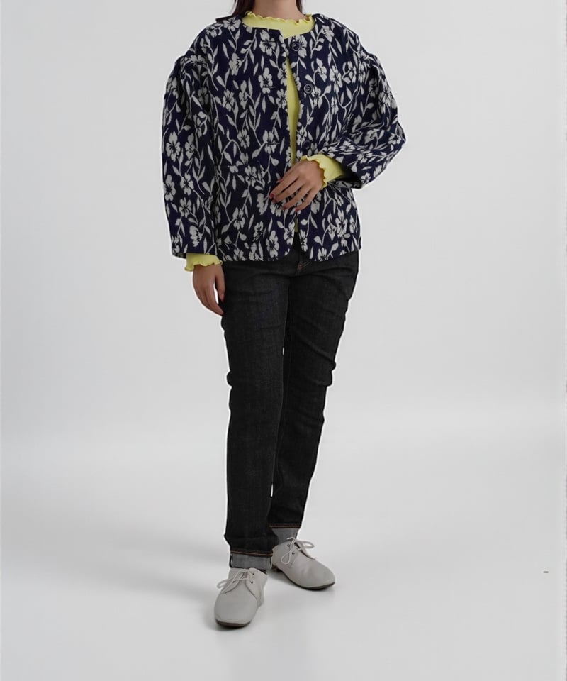 美品45R フラワージャカードの908ジャケット サイズ1 手織りジャガードフラワージャケット | kapuwa