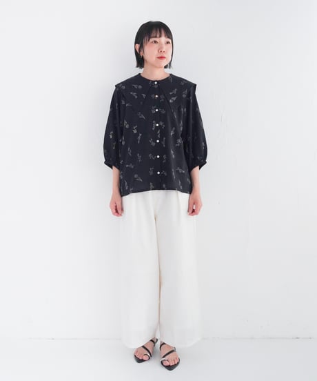 moveストライプファブリックシャツ