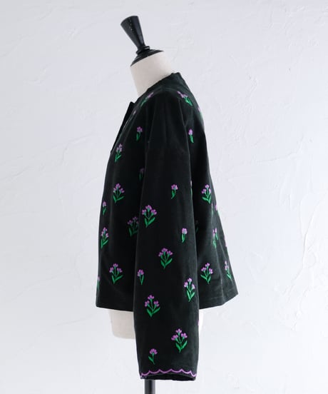 アリ刺繍コーデュロイジャケット