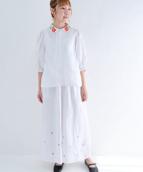 アリ刺繍Singリネンシャツ