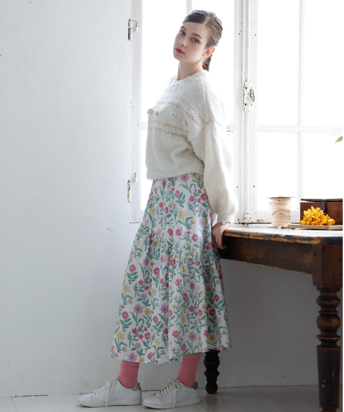 kapuwa] カプワ モスリンカディティアードスカート モスリン