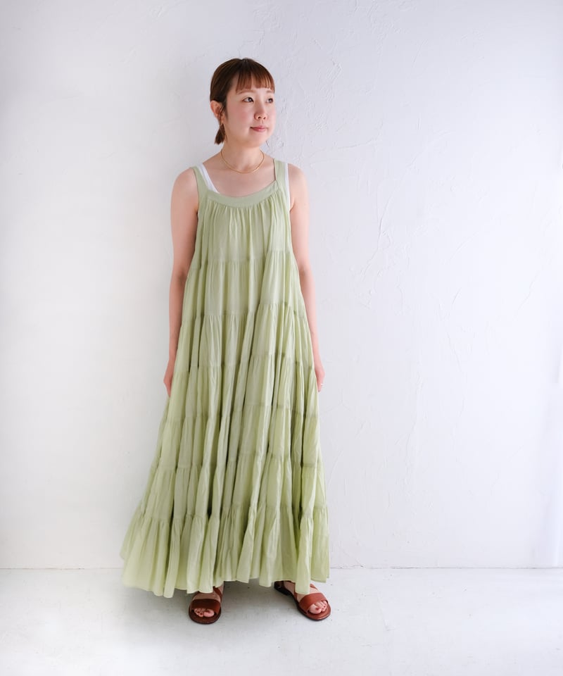 ヌキテパ 美品 コットンボイルティアードワンピース M 紫 定価2.4