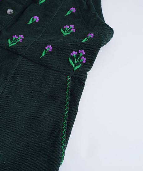 アリ刺繍コーデュロイサロペ