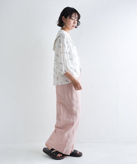 コットンリネン先染めストライプパンツ