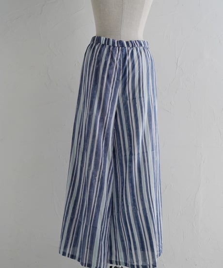 Mix stripeコットンフレアーパンツ