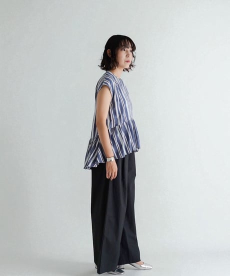 Mix stripeコットンフレンチスリーブPO