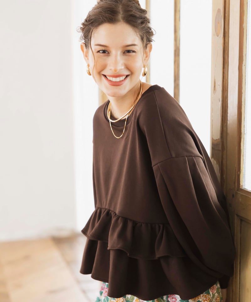 裏毛ぺプラムギャザープルオーバー | kapuwa