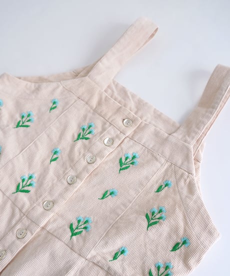 アリ刺繍コーデュロイサロペ