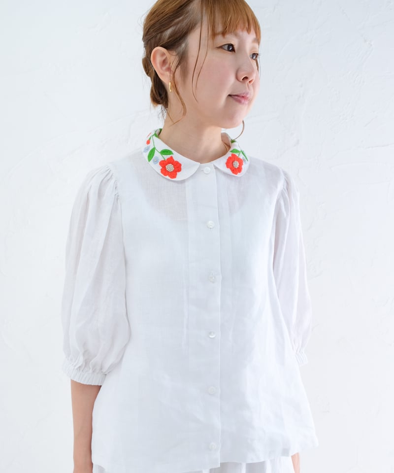 kapuwa あり刺繍 Sing リネンシャツ 長袖 ブラウス 麻 kapuwa】刺繍ブラウス