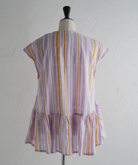 Mix stripeコットンフレンチスリーブPO