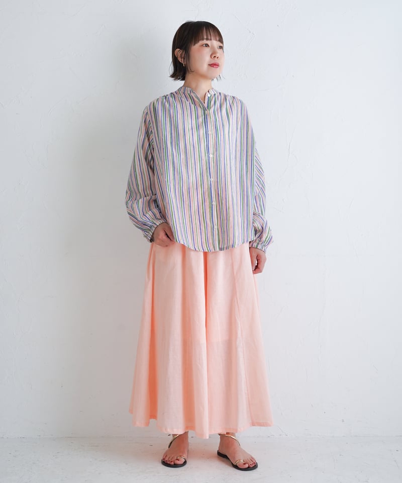 kapuwa 手織りモスリンオーバーシャツ 綿100% ストライプ