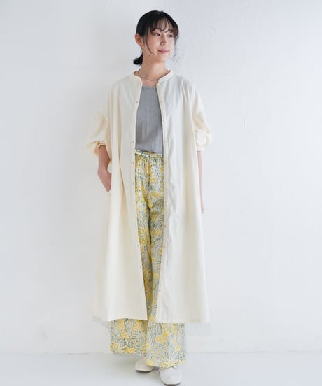 細コーデュロイロングシャツワンピース