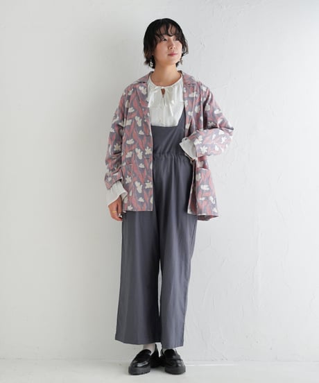 無地コットンモス吊りパンツ
