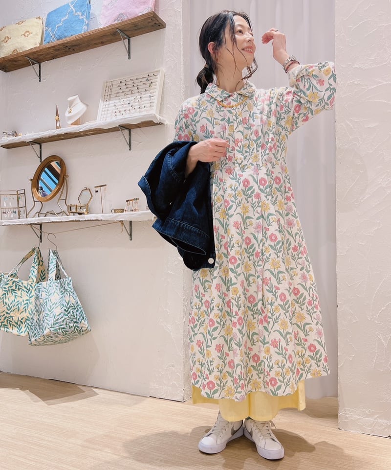 新品タグ付きKapuwa カディ花柄ワンピース Dreamコットンカディワンピース | kapuwa