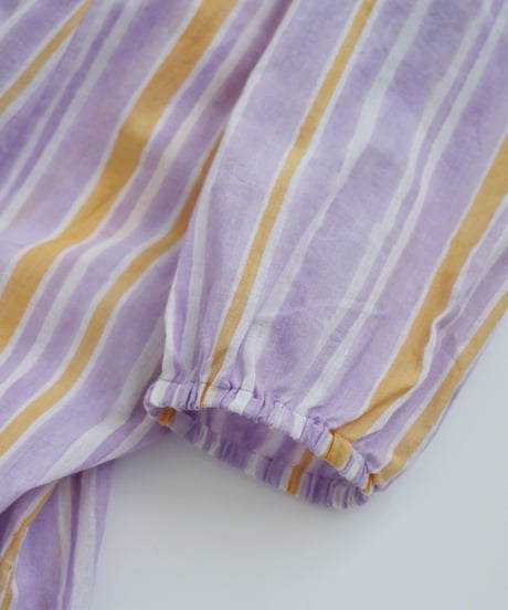 Mix stripeコットンVネックワンピース