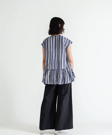 Mix stripeコットンフレンチスリーブPO