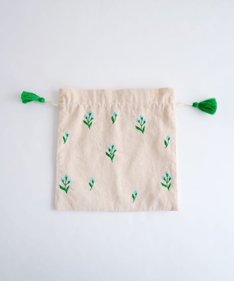 アリ刺繍コーデュロイバッグ