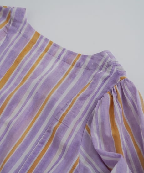 Mix stripeコットンVネックワンピース