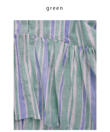 Mix stripeコットンフレンチスリーブPO