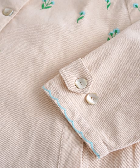 アリ刺繍コーデュロイコート