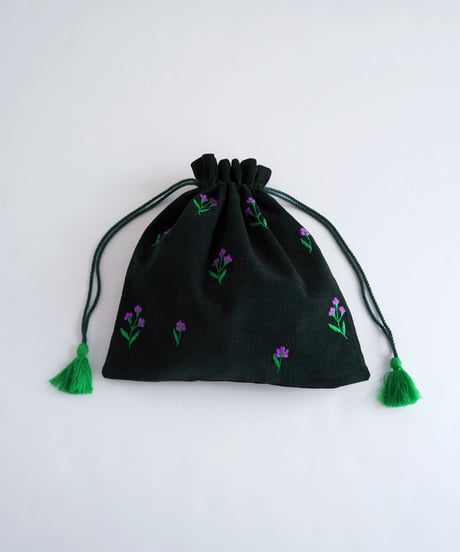 アリ刺繍コーデュロイバッグ