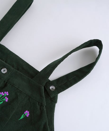 アリ刺繍コーデュロイサロペ