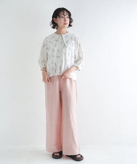 コットンリネン先染めストライプパンツ