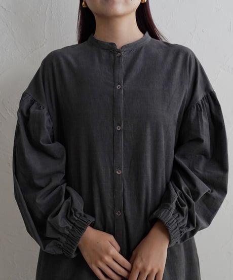 細コーデュロイロングシャツワンピース