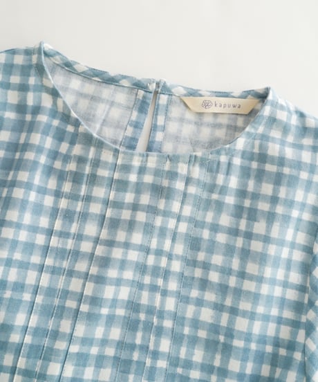 ストライプチェックカディワンピース