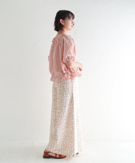 コットンリネン先染めストライプトップス