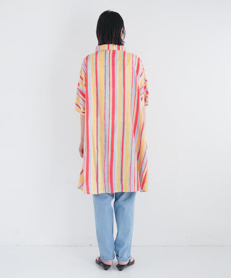 Multi stripeカディシャツチュニック
