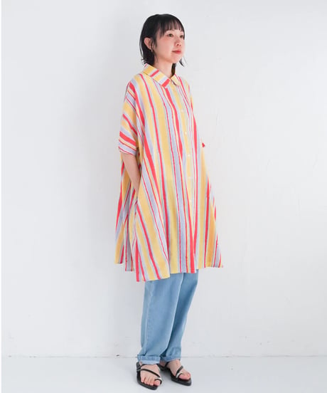 Multi stripeカディシャツチュニック