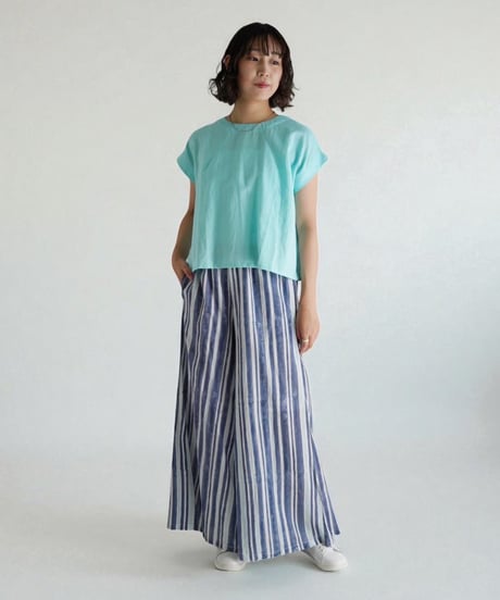 Mix stripeコットンフレアーパンツ
