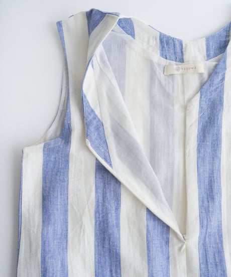 先染めカディ太ストライプサロペット