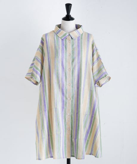 Multi stripeカディシャツチュニック