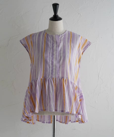 Mix stripeコットンフレンチスリーブPO