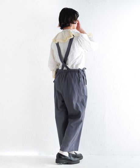 無地コットンモス吊りパンツ
