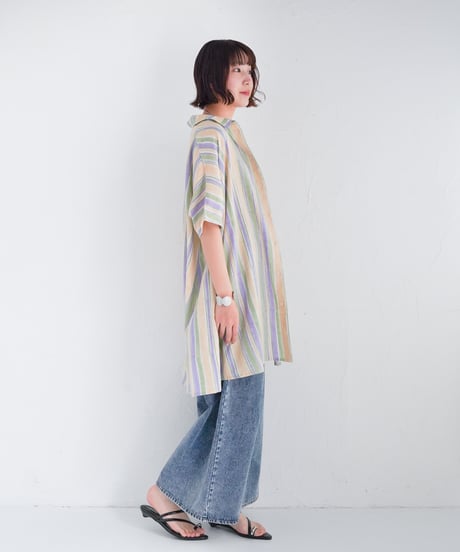 Multi stripeカディシャツチュニック