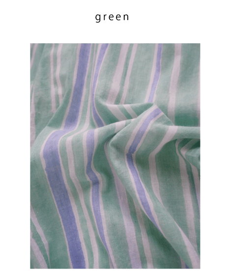 Mix stripeコットンVネックワンピース
