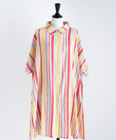 Multi stripeカディシャツチュニック