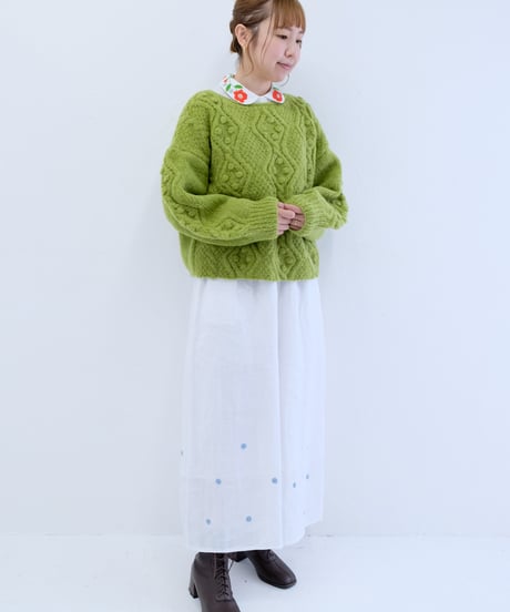 アリ刺繍Singリネンワイドパンツ