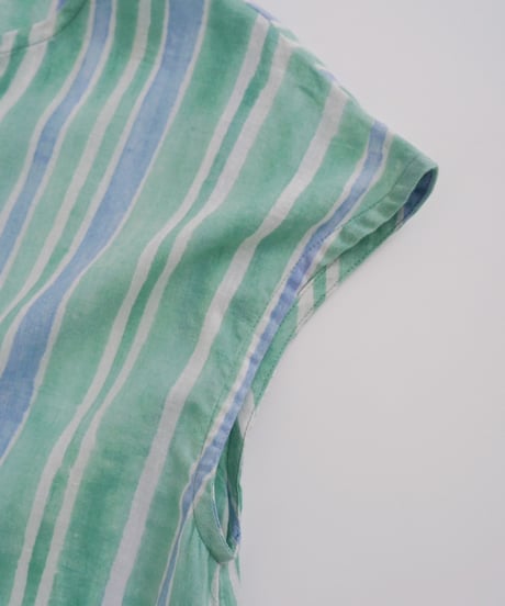 Mix stripeコットンフレンチスリーブPO