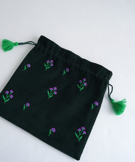 アリ刺繍コーデュロイバッグ
